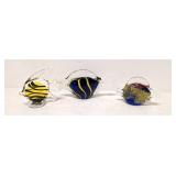 3 Murano Style Glass Fish paper weights
