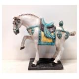 Vintae Pottery Tang Horse on stand - Multicolor