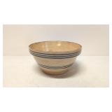 Vintage Yellow ware blue stripe bowl
