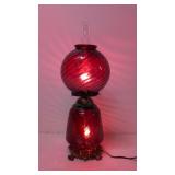 Vintage Ruby Red Swirl gone with wind lamp