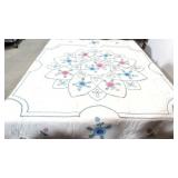 crochet flowers applied to hand made quilt