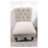 Tufted back beige occasional chair