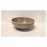 Vintage Brown Yellow ware Bowl / White stripes
