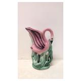 Vintage mid century modern pink flamingo vase
