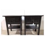 Two 2 door black side tables