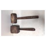 Two wooden mallets