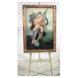 Painting on canvas includes brass plated easel