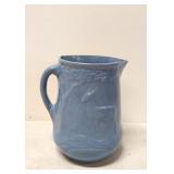 Antique Blue Deer & Fawn Pottery Buttermilk pitchr