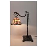 Stained leaded glass bridge table lamp