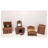 4 pieces hand crafted wood doll furniture
