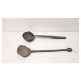 2 Antique Wrought iron smelting ladles