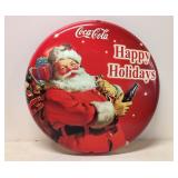 Coca Cola Santa Happy Holidays plastic sign