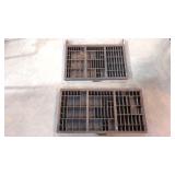 Two Antique Type Printers trays