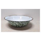 Large Geen and White Granite Ware Bowl