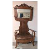 Antique Oak Hall Tree
