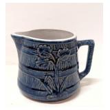 Antique Blue Stoneware Pottery milk pitcher