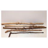 Five Natural Twisted Walking sticks