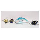 (4) Murano style art glass fish