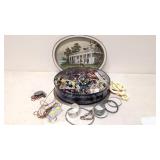 1983 Sunshine biscuit Tin Full of Costume jewelry