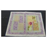 23'x30' Green Floral w/Plaid wall hanging/quilt