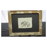 Framed ink drawing