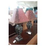 Scroll Lamps w/Beaded Shade