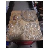 Longaberger basket & Glass serving trays