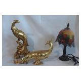 Gold Peacocks & reverse painted Lamp Gold Peacocks & reverse painted Lamp