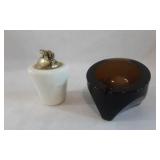 Retro Glass Ashtray & Marble Lighter