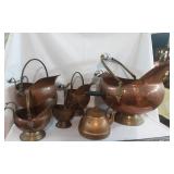 Vintage Copper Scuttle w/Ceramic Handle