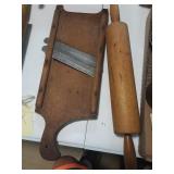 Vintage rolling pin and slicer