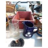 Wood basket and Americana items