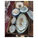 Decorative saucers, butter dish and more