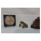 Weller Frog, Marble Figure, & Thermometer