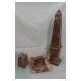 Retro Marble Ashtray, Lighter, & Decor