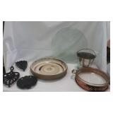 Cast Iron Rest, Pottery Bowl, Retro Pyrex