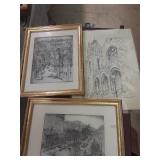 Hand sketched framed prints of batavia