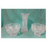 Cut Glass Bowls & Vase