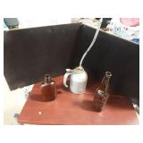 Oil can and bottles