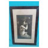 Vintage Litho Girl Print in Frame