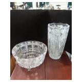 Cut Glass vase and bowl