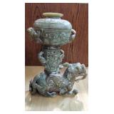 Antique Jade pagoda Dragon incense burner