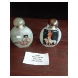 Pair of glass Snuff jars