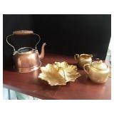 Wheeling decorated glass creamer set