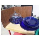 Blue cobalt glass serving and Catering ware