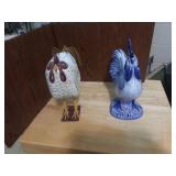 2 decorative chickens
