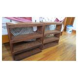 2 oak wall shelves
