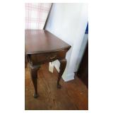 Wooden foldable side table with drawer