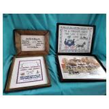 Framed hand stitched pictures