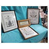 Framed hand stitched pictures